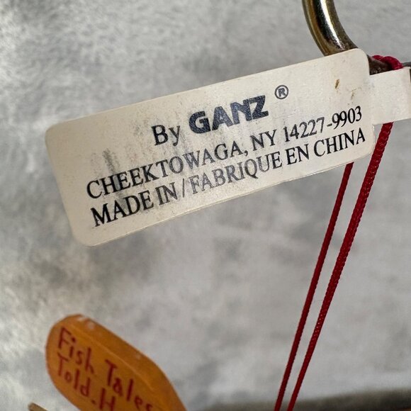 Vintage GANZ Fish & Oar Ornament With "Fish Tales Told Here" Paddle - Unique Nau - Picture 2 of 5